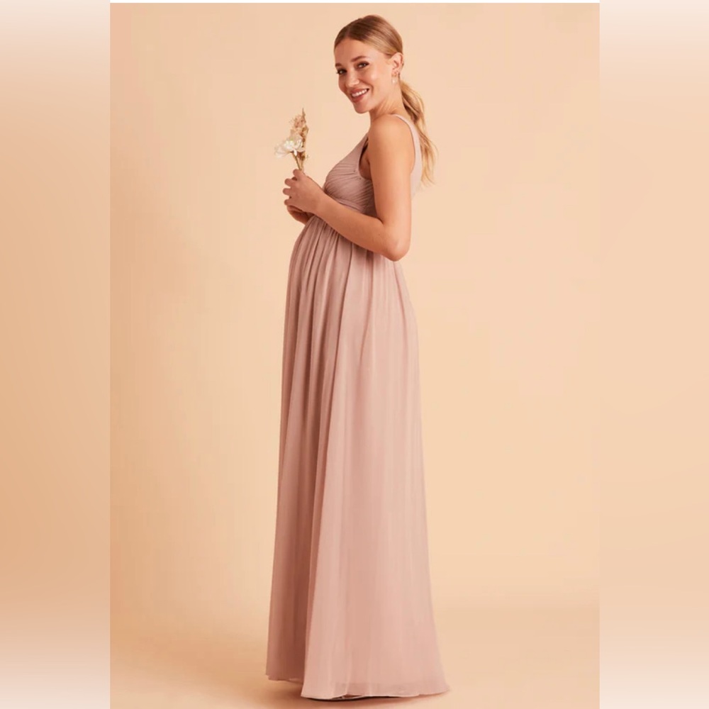 Birdy Grey Laurie Empire Dress - Chiffon Taupe | Size Small